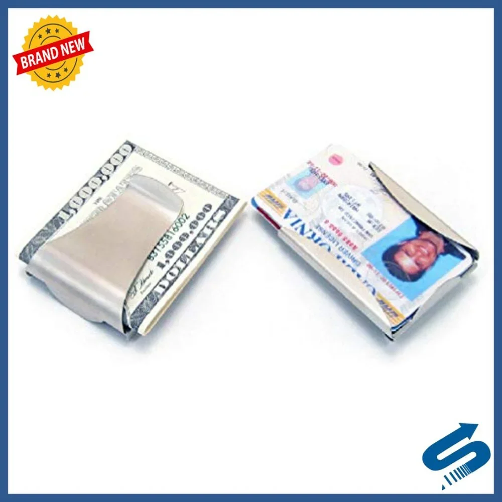 Slim Stainless Steel Money Clip Wallet Holds Cards Cash Minimalist